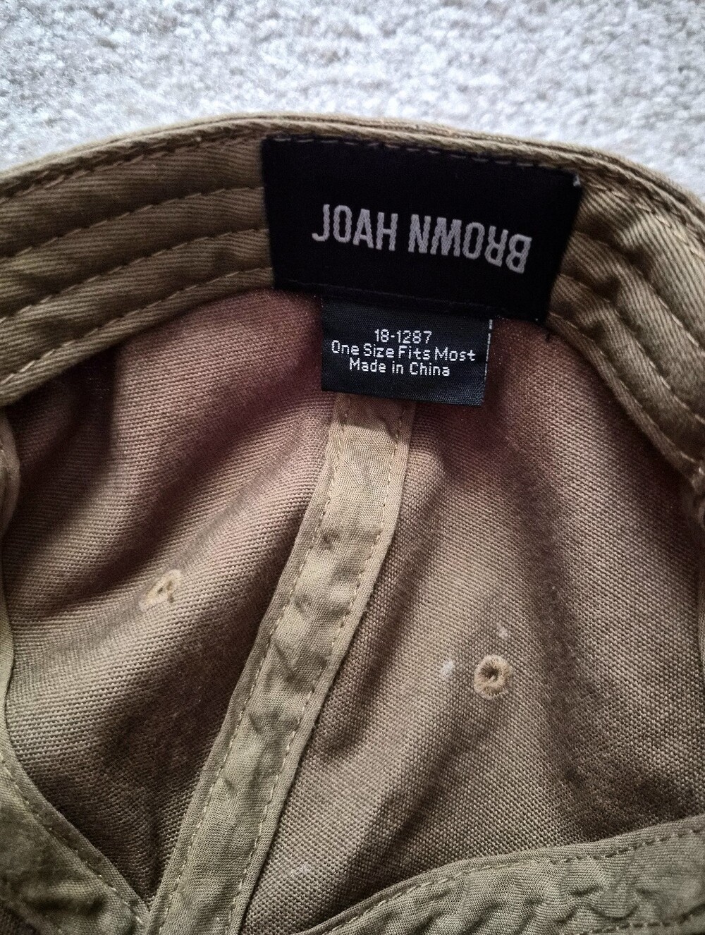 Joah Brown Official Vintage Cap Khaki Army Green w Brown Brim One Size NWOT - Picture 4 of 5